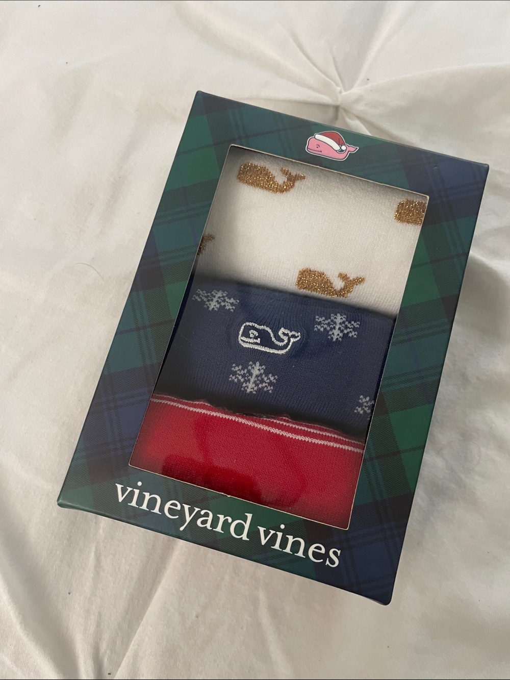 NIB Vineyard Vines Unisex Holiday Whale Sock Set - White, Navy, Red